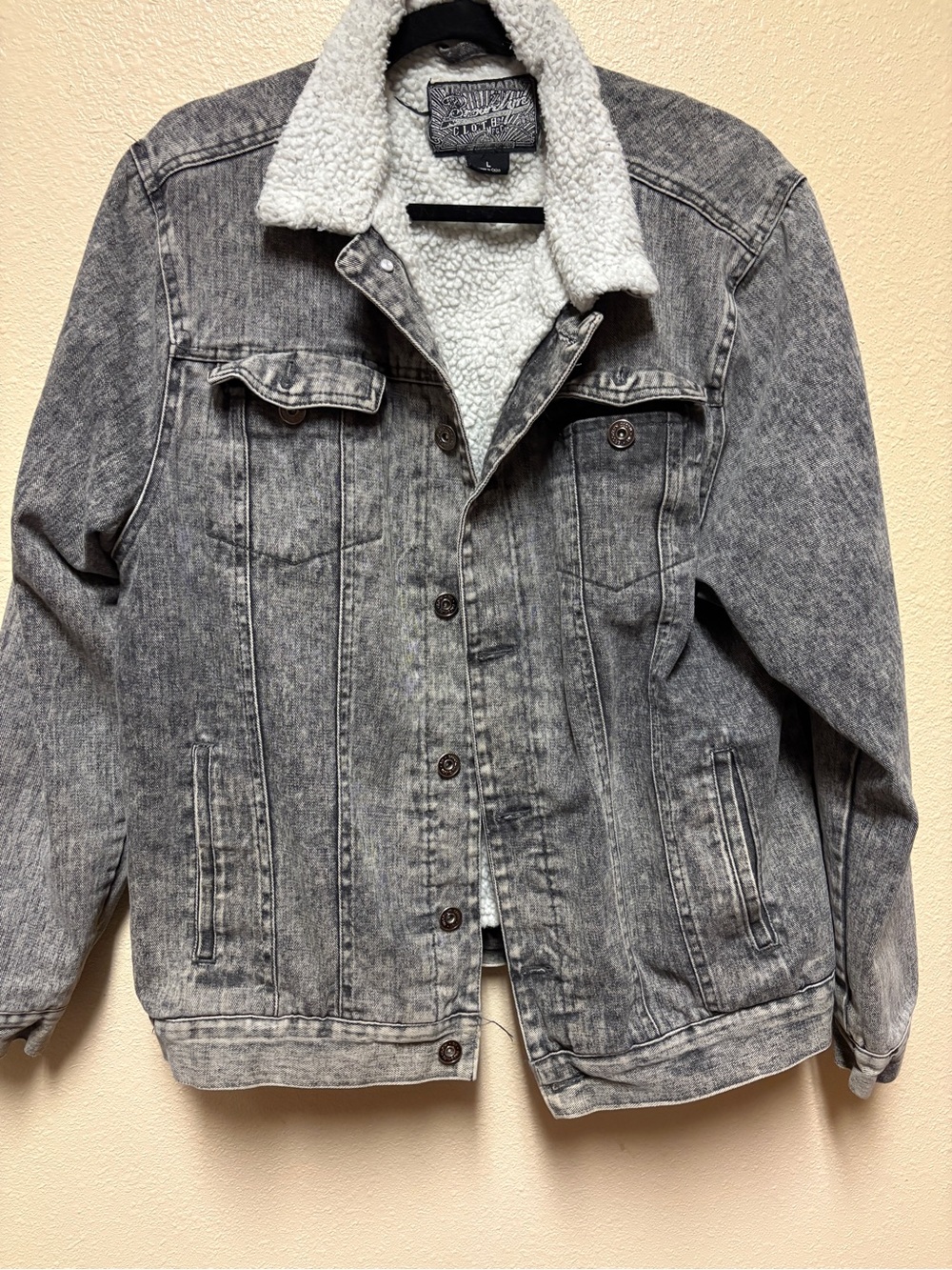 Brooklyn Cloth Gray Washed Sherpa-Lined Denim Jacket